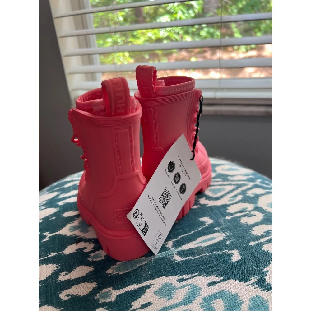Hunter Kids First Grab Handle Rain Boots‎ Waterproof Pink Toddler